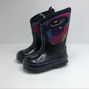 Bogs Kids Rain & Snow Boots - Black with Multicolor Floral